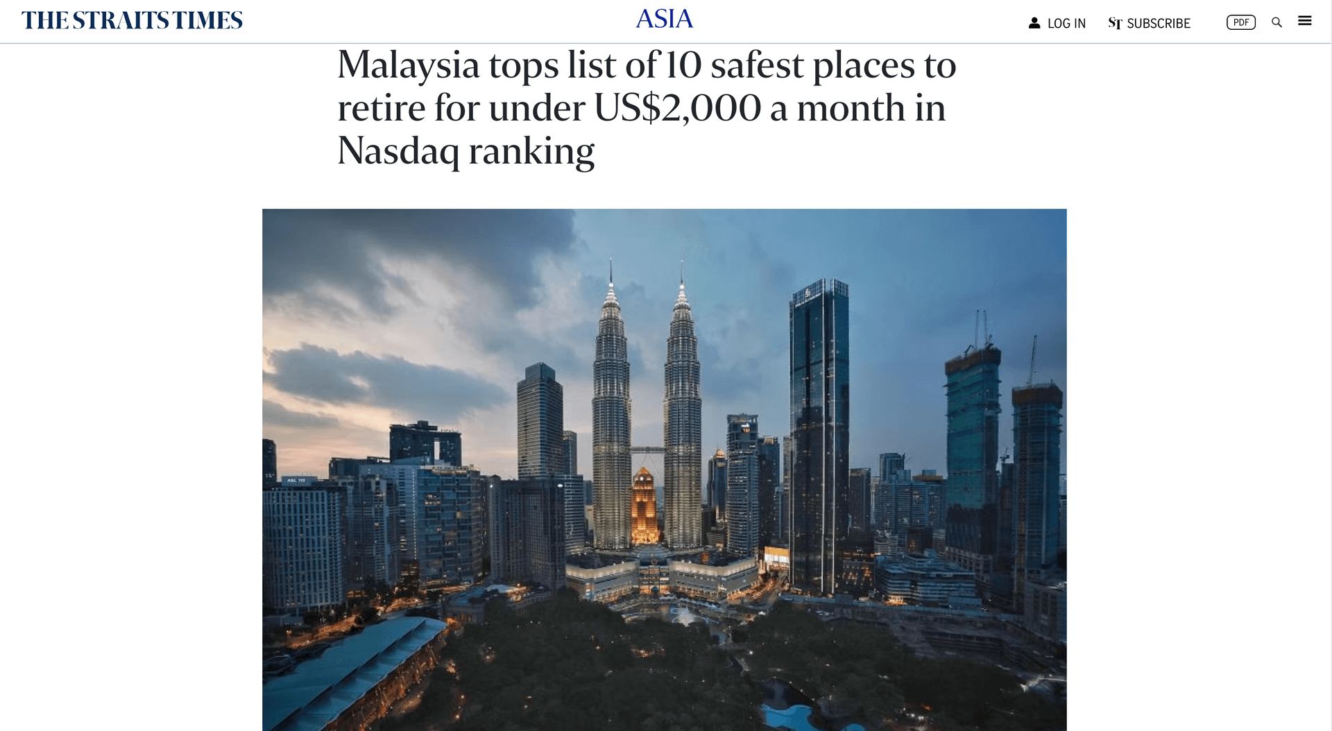 Safest place to retire - Malaysia